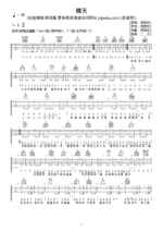 吉他谱《晴天》- 全曲入门版伴奏曲谱 - 国语版 - 拍子4/4拍 - 选调G调 - 周杰伦六线谱_微谱库