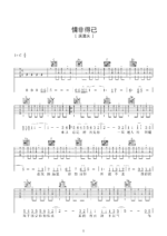 《情非得已》吉他曲谱C调指法编配 - 原调C调 - 变调夹Capo=0 - 初级六线谱_微谱库