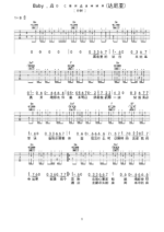 吉他谱《Baby达尼亚》- 全曲入门版伴奏曲谱 - 国语版 - 拍子4/4拍 - 选调Bb调 - 朴树六线谱_微谱库