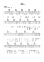 《仙儿》吉他曲谱A调指法编配 - 原调A调 - 变调夹Capo=0 - 初级六线谱_微谱库