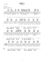 陈小春的《我爱的人》谱子带伴奏节奏吉他谱 - C编配 - 变调夹Capo=0 - 中级六线谱_微谱库