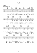 初级六线谱 -《无问》主歌副歌伴奏版伴奏吉他谱 - 原调B调 - 编配选调B调_微谱库