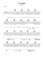 《天才白痴梦》吉他曲谱G调指法编配 - 原调G调 - 变调夹Capo=0 - 中级六线谱_微谱库