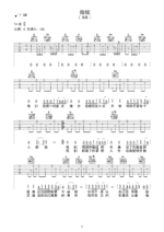 吉他谱《指纹》- 全曲入门版伴奏曲谱 - 国语版 - 拍子4/4拍 - 选调G调 - 胡歌六线谱_微谱库
