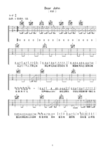 《Dear John》吉他曲谱F调指法编配 - 原调F调 - 变调夹Capo=0 - 初级六线谱_微谱库