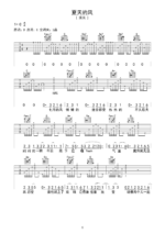 吉他谱《夏天的风》- 全曲入门版伴奏曲谱 - 国语版 - 拍子4/4拍 - 选调D调 - 温岚六线谱_微谱库