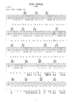 吉他谱《我像风一样自由》- 全曲入门版伴奏曲谱 - 国语版 - 拍子4/4拍 - 选调D调 - 许巍六线谱_微谱库