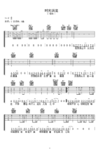 《时光洪流》吉他曲谱C调指法编配 - 原调C调 - 变调夹Capo=0 - 中级六线谱_微谱库